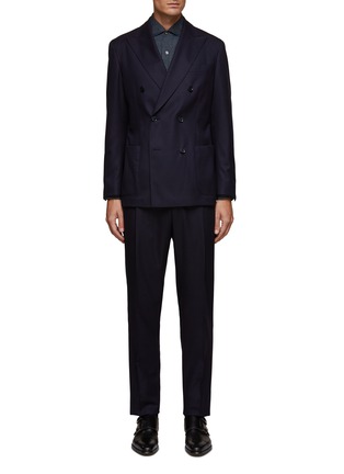 Main View - Click To Enlarge - EQUIL - DOUBLE BREASTED PEAK LAPEL UNLINED SUIT