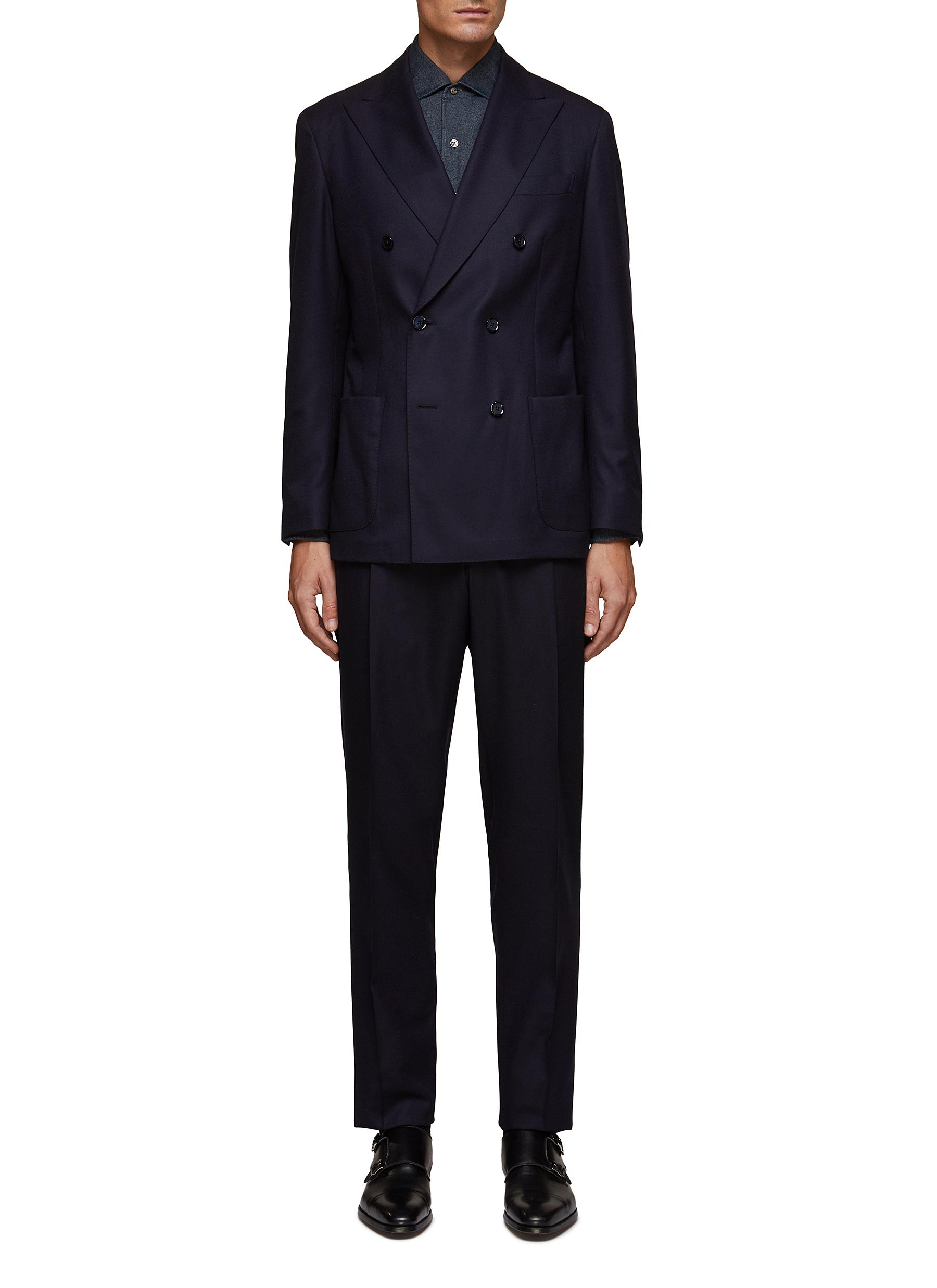 EQUIL DOUBLE BREASTED PEAK LAPEL UNLINED SUIT