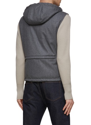 Back View - Click To Enlarge - EQUIL - THERMOFUSED FRONT ZIP HOODED WOOL VEST