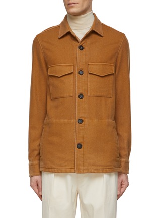 Main View - Click To Enlarge - EQUIL - FLAP CHEST POCKET DETAIL CASHMERE SHIRT JACKET