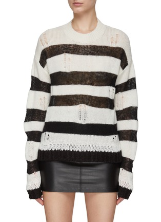 Main View - Click To Enlarge - RTA - ‘AVALON’ STRIPED DISTRESSED SWEATER