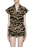 Main View - Click To Enlarge - RTA - BELTED CAMOUFLAGE PRINT V-NECK ROMPER