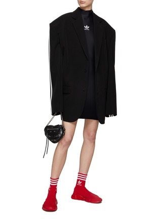 Figure View - Click To Enlarge - BALENCIAGA - x adidas Trefoil Logo Print Mini Dress
