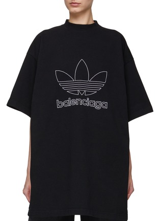 Main View - Click To Enlarge - BALENCIAGA - x adidas Trefoil Logo Print Cotton Oversized T-Shirt