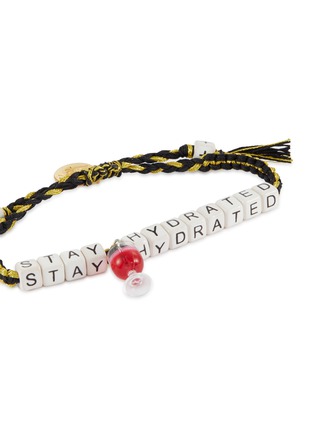 Detail View - Click To Enlarge - VENESSA ARIZAGA - ‘Stay Hydrated’ Ceramic Bead Pull Cord Bracelet — Black/Gold
