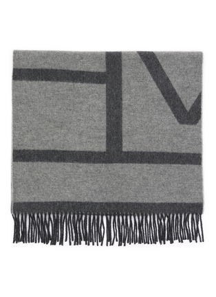 Detail View - Click To Enlarge - TOTEME - Monogram Jacquard Fringed Wool Scarf