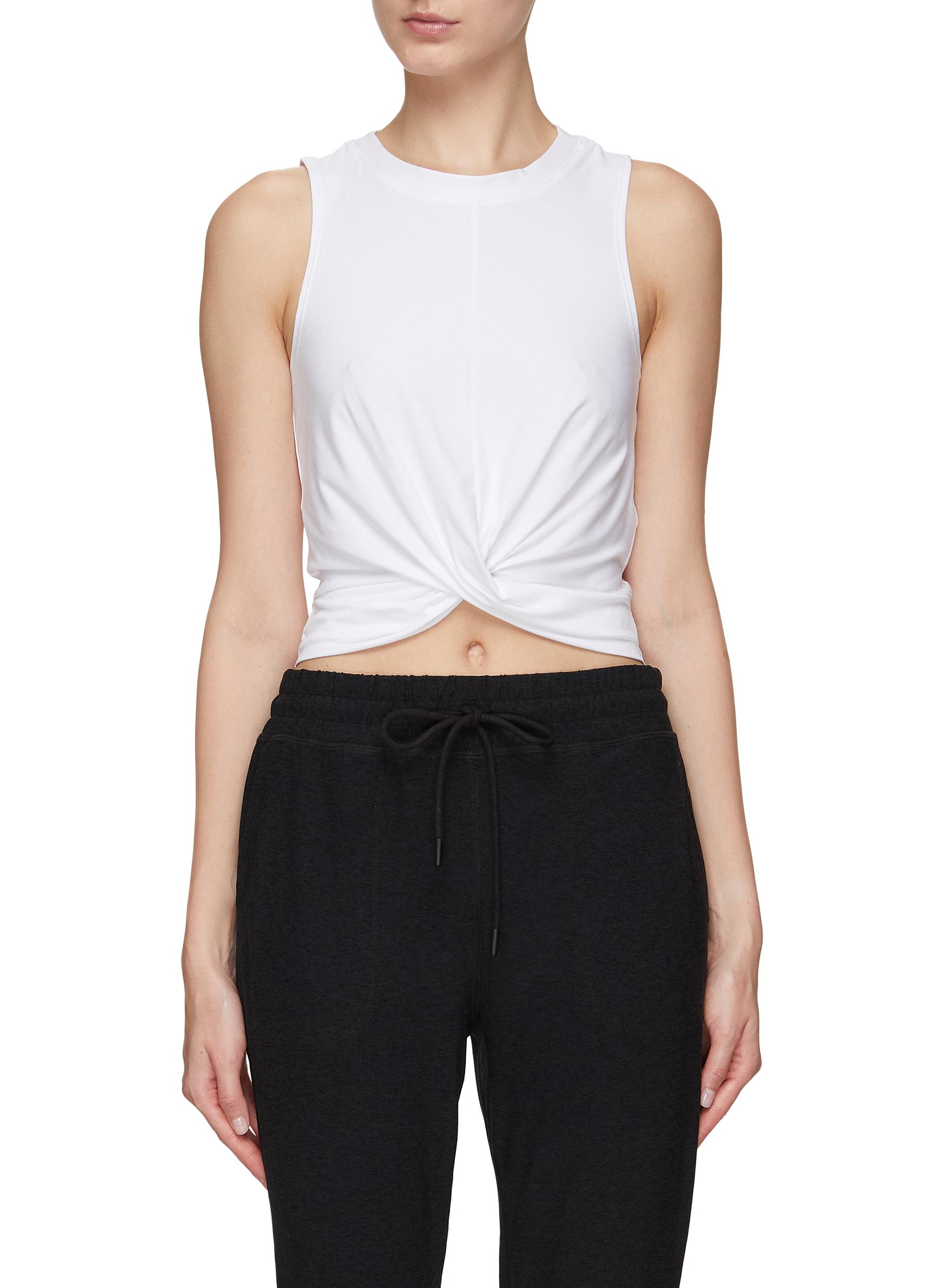 ‘FEATHERWEIGHT INTERSECT' TWIST DETAIL CREWNECK CROPPED TANK TOP