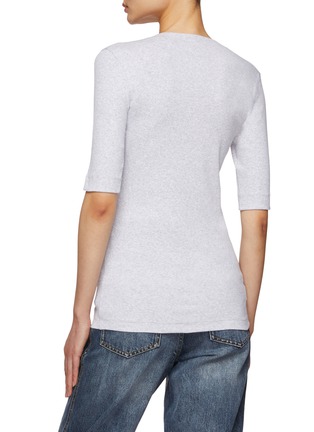 Back View - Click To Enlarge - BRUNELLO CUCINELLI - MONILI EMBELLISHED V-NECK MID SLEEVE T-SHIRT