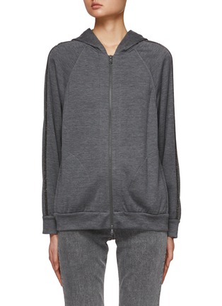 Main View - Click To Enlarge - BRUNELLO CUCINELLI - Beaded Stripe Zip Up Hoodie