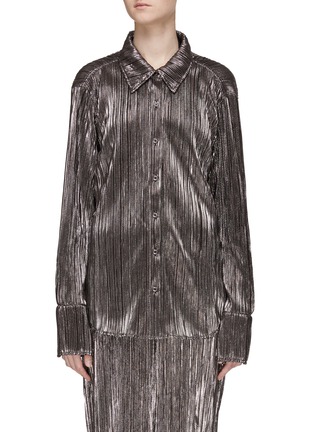 Main View - Click To Enlarge - GOOD AMERICAN - ‘PLISSÉ’ OVERSIZED BUTTON UP SHIRT