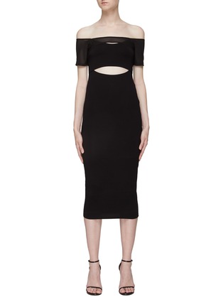 Main View - Click To Enlarge - GOOD AMERICAN - OFF-THE-SHOULDER CUTOUT DETAIL MIDI BODYCON DRESS