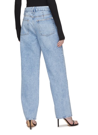 Back View - Click To Enlarge - GOOD AMERICAN - CRYSTAL EMBELLISHED CROSSOVER WAISTBAND STRAIGHT LEG JEANS