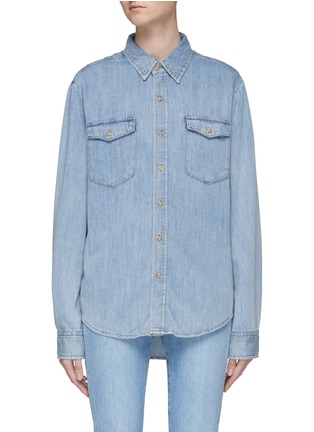 Main View - Click To Enlarge - GOOD AMERICAN - ‘EASY’ FLAP CHEST POCKET BUTTON UP DENIM SHIRT