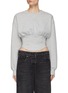 Main View - Click To Enlarge - GOOD AMERICAN - Corset Waist Cotton Blend Crewneck Sweatshirt