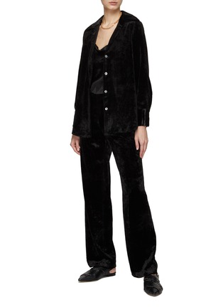 Figure View - Click To Enlarge - VINCE - POINT COLLAR LONG SLEEVE VELVET BUTTON UP BLOUSE