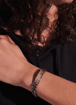Detail View - Click To Enlarge - JOHN HARDY - ‘CLASSIC CHAIN’ RETICULATED BRONZE STERLING SILVER CURB LINK ID BRACELET
