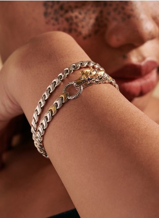 Detail View - Click To Enlarge - JOHN HARDY - ‘Legends Naga’ Sapphire 18K Gold Silver Double Wrap Bracelet