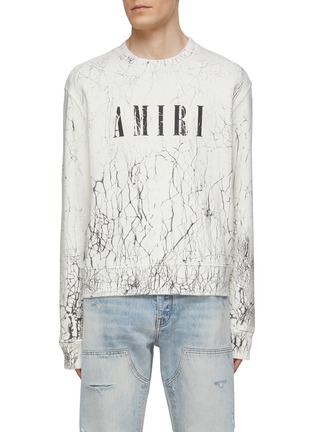 Main View - Click To Enlarge - AMIRI - Cracked Dye Logo Print Crewneck Sweatshirt