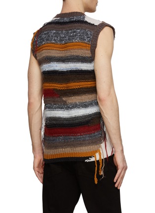 Back View - Click To Enlarge - AMIRI - Frayed Stripe Knit V-Neck Vest