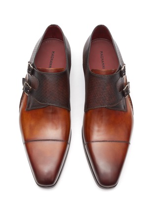 Detail View - Click To Enlarge - MAGNANNI - Textured Monk Strap Plain Toe Leather Shoes