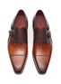 MAGNANNI - Textured Monk Strap Plain Toe Leather Shoes