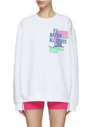 Main View - Click To Enlarge - P.E NATION - Power Up Organic Cotton Graphic Sweater