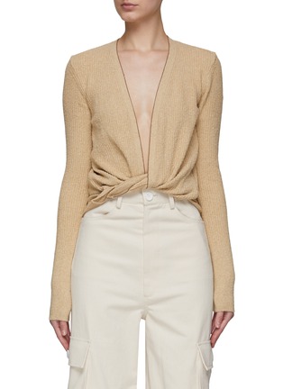 Main View - Click To Enlarge - JACQUEMUS - Twisted Front Ribbed Cotton Blend Knit Cardigan