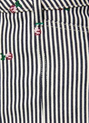  - KENZO - Floral Embroidery Striped High Waist Mini Denim Skirt