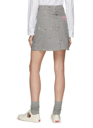 Back View - Click To Enlarge - KENZO - Floral Embroidery Striped High Waist Mini Denim Skirt