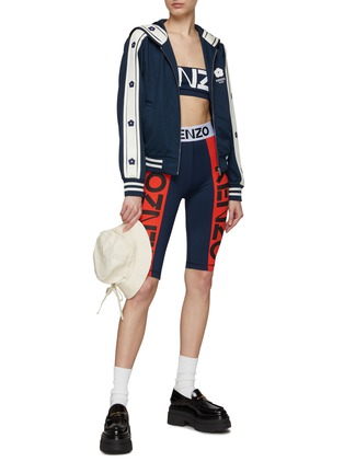 Figure View - Click To Enlarge - KENZO - Logo Jacquard Elasticated Waist Bike Shorts