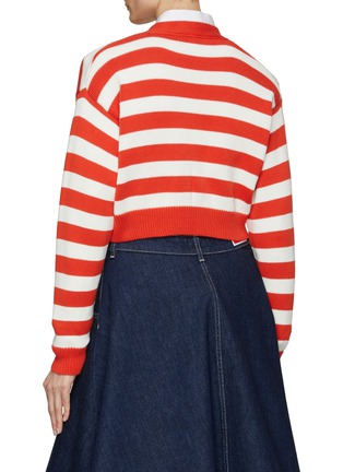 Back View - Click To Enlarge - KENZO - Textured Initial Striped Cropped Cardigan
