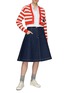Figure View - Click To Enlarge - KENZO - Textured Initial Striped Cropped Cardigan