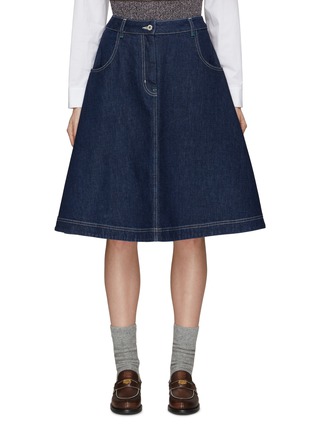 Main View - Click To Enlarge - KENZO - Logo Patch Flared A-Line Denim Skirt