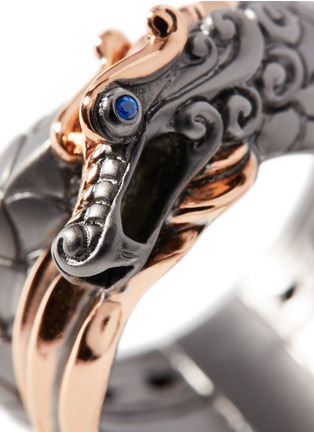 Detail View - Click To Enlarge - JOHN HARDY - ‘Legends Naga’ Black Rhodium Bronze Sapphire Crossover Ring