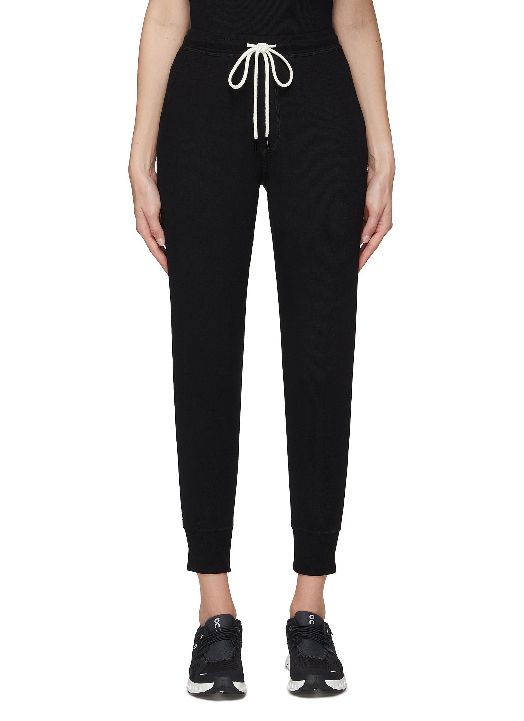 Splits59 ‘kiki' Rib 7/8 Drawstring Elasticated Waist Sweatpants In Black