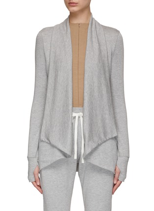 Main View - Click To Enlarge - SPLITS59 - ‘Celine’ Drape Collar Long Sleeve Fleece Cardigan