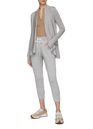 Figure View - Click To Enlarge - SPLITS59 - ‘Celine’ Drape Collar Long Sleeve Fleece Cardigan