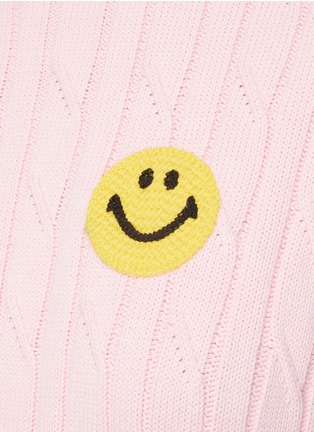  - JOSHUA’S - Crocheted Smiley Face Cotton Knit Cropped Sweater