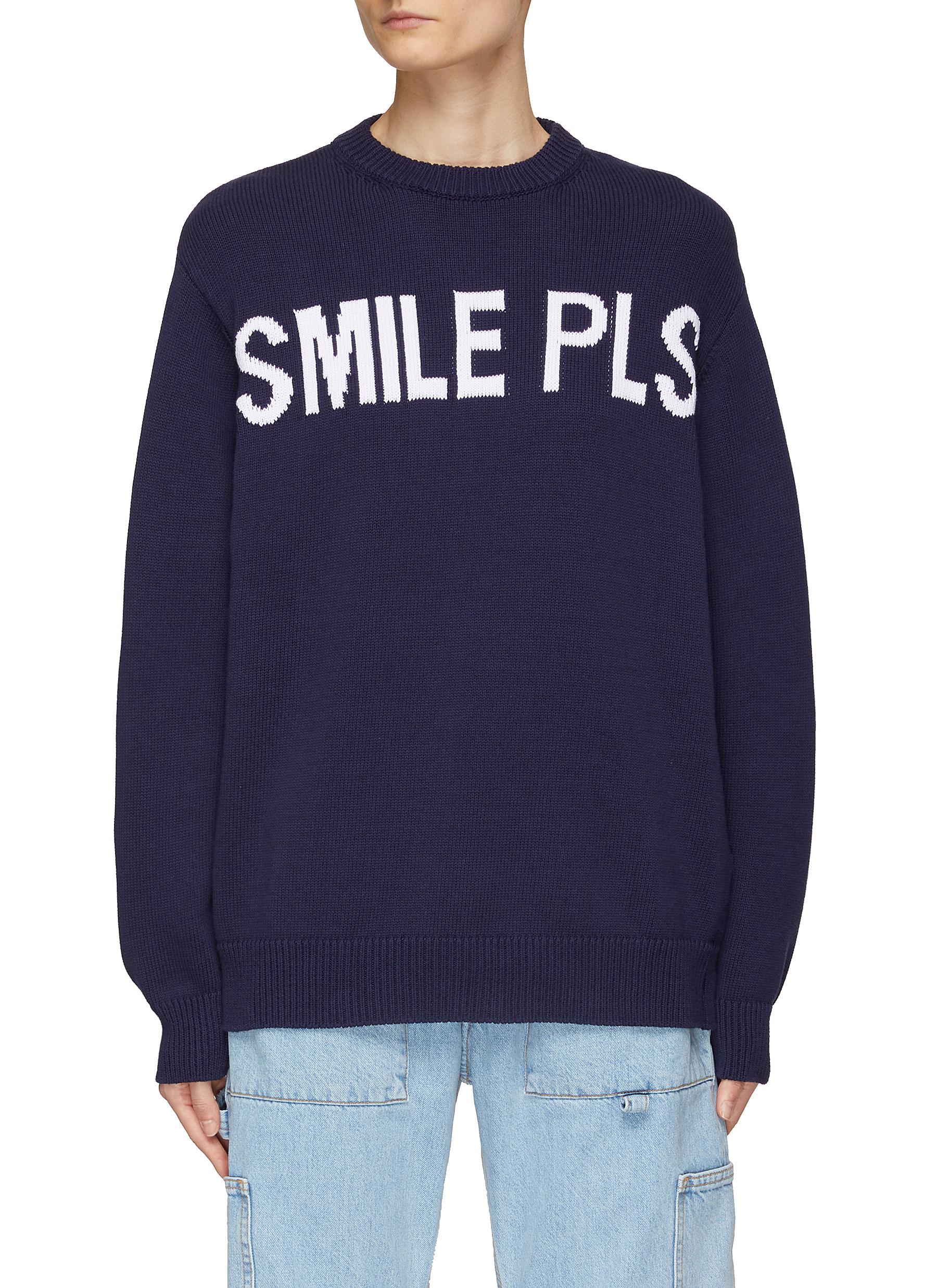 JOSHUA'S ‘Smile Pls' Smiley Face Cotton Knit Sweater