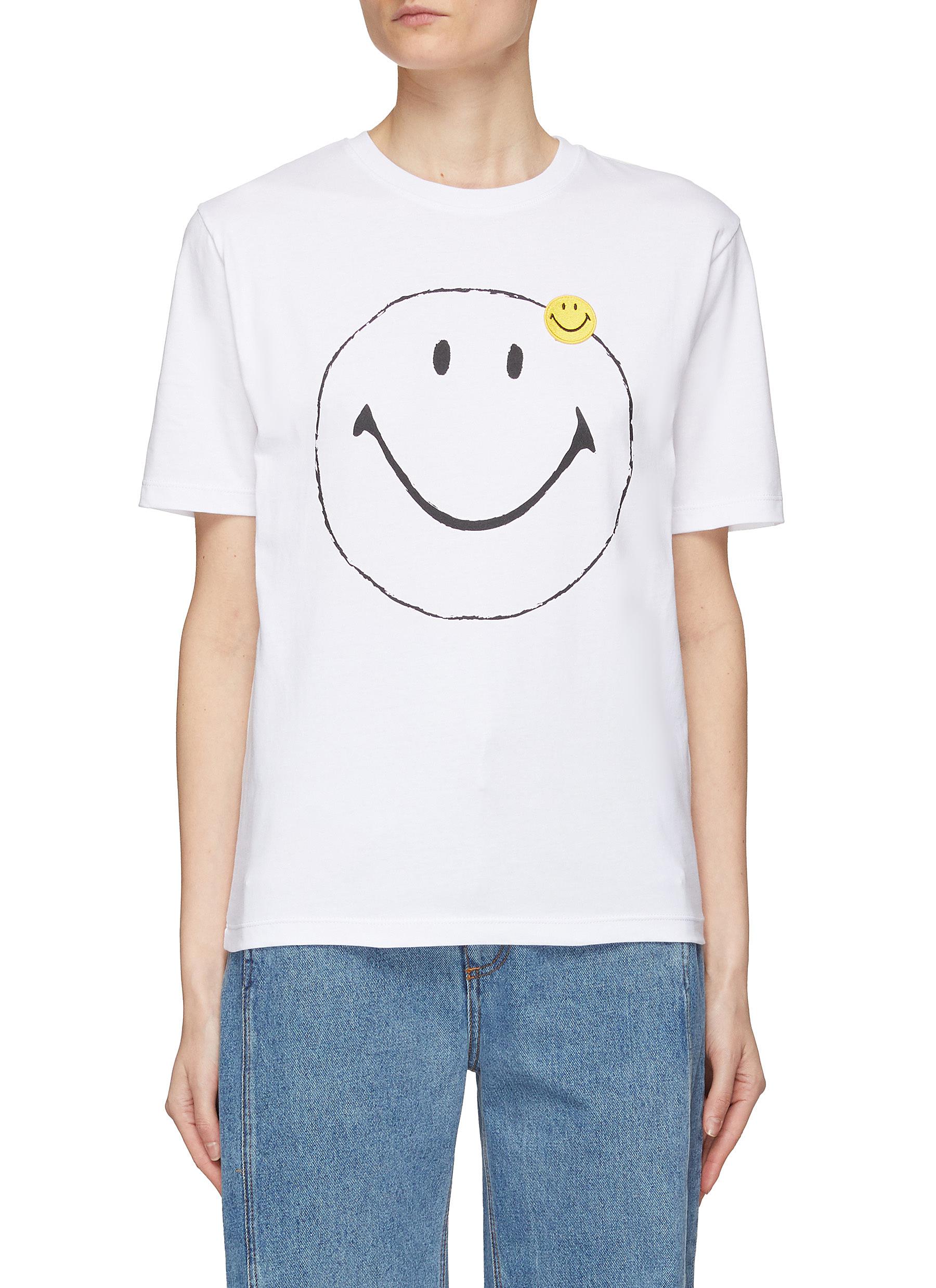 JOSHUA'S Double Smiley Face Cotton Crewneck T-Shirt