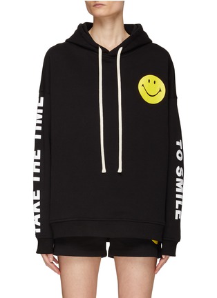 Main View - Click To Enlarge - JOSHUA’S - Smiley Face Print Cotton Drawstring Hoodie