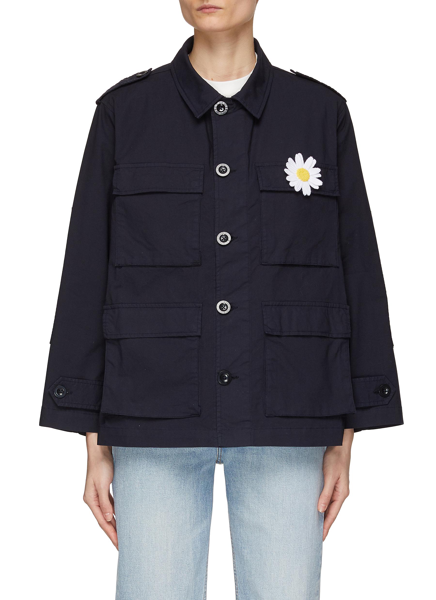JOSHUA'S Crocheted Daisy Cotton Blend Field Jacket