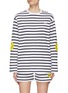 Main View - Click To Enlarge - JOSHUA’S - Smiley Face Print Striped Cotton Long Sleeve T-Shirt