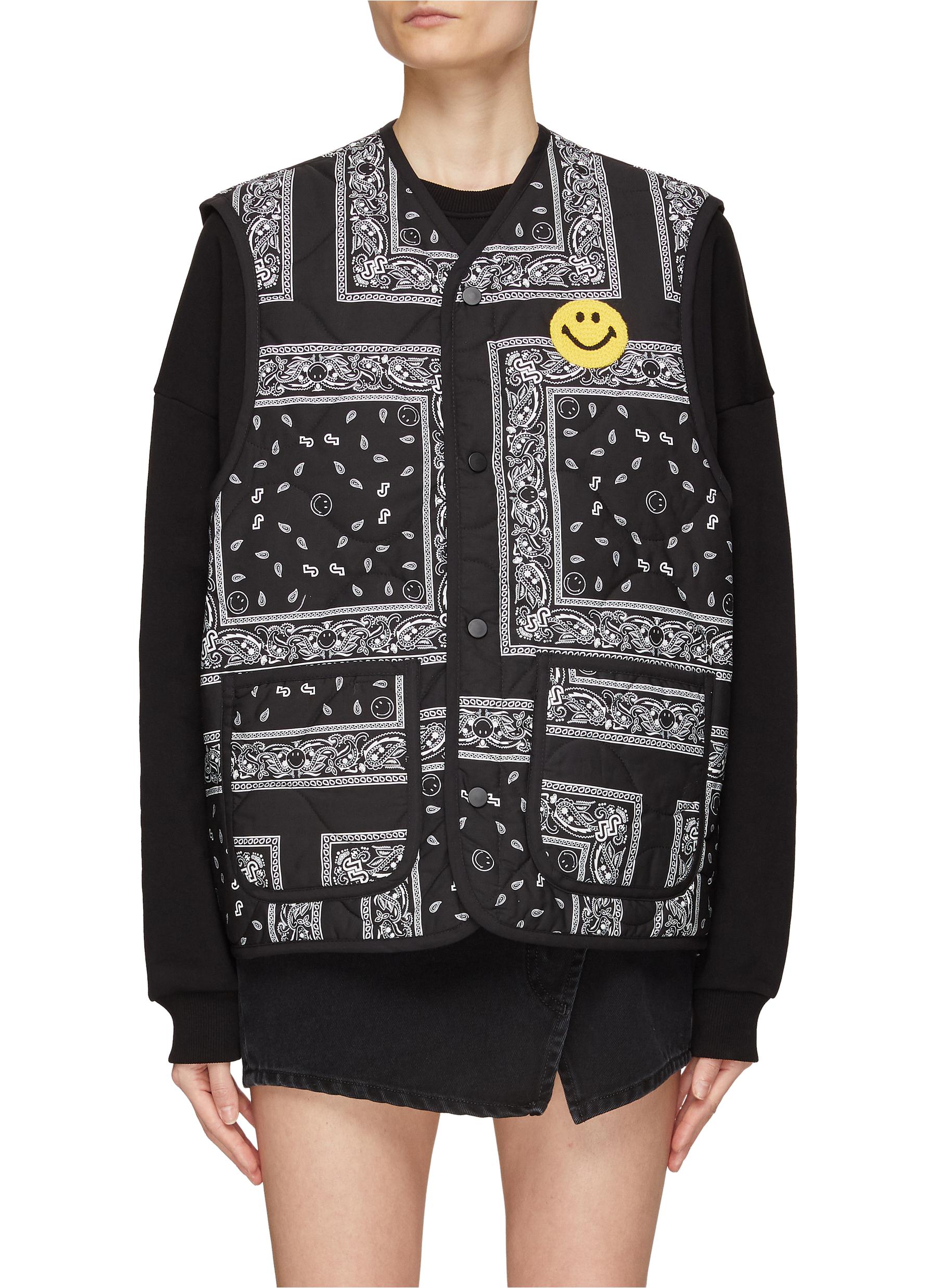 JOSHUA'S Crocheted Smiley Face Quilted Bandana Vest