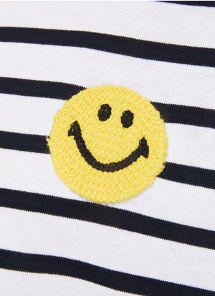  - JOSHUA’S - Crocheted Smiley Face Striped Cotton Drawstring Hoodie