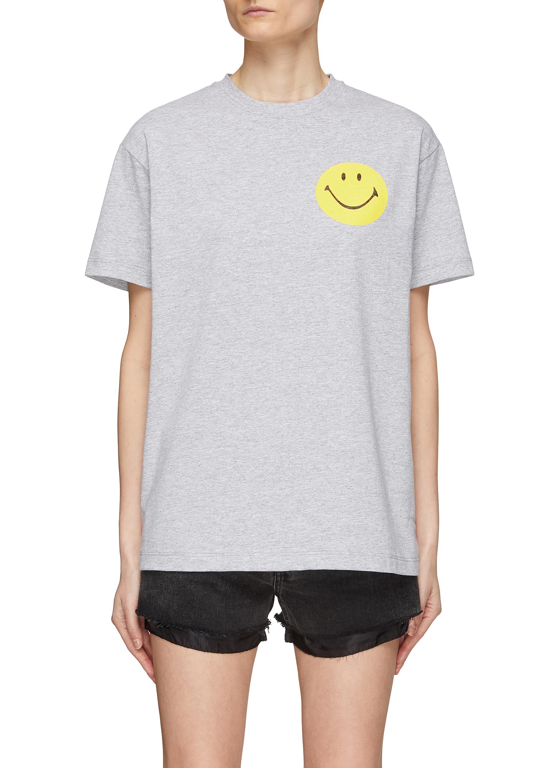 JOSHUA'S Smiley Face Print Cotton Crewneck T-Shirt