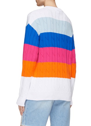 Back View - Click To Enlarge - JOSHUA’S - Smiley Face Striped Cotton Crewneck Sweater