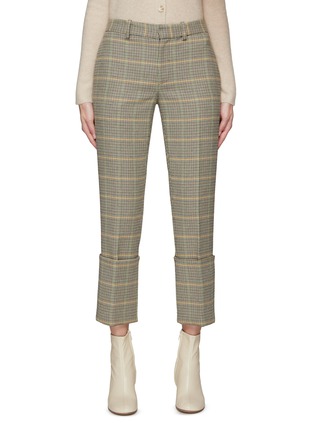 Main View - Click To Enlarge - WE-AR 4 - FLAT FRONT HOUNDSTOOTH MOTIF CUFFED SUITING PANTS