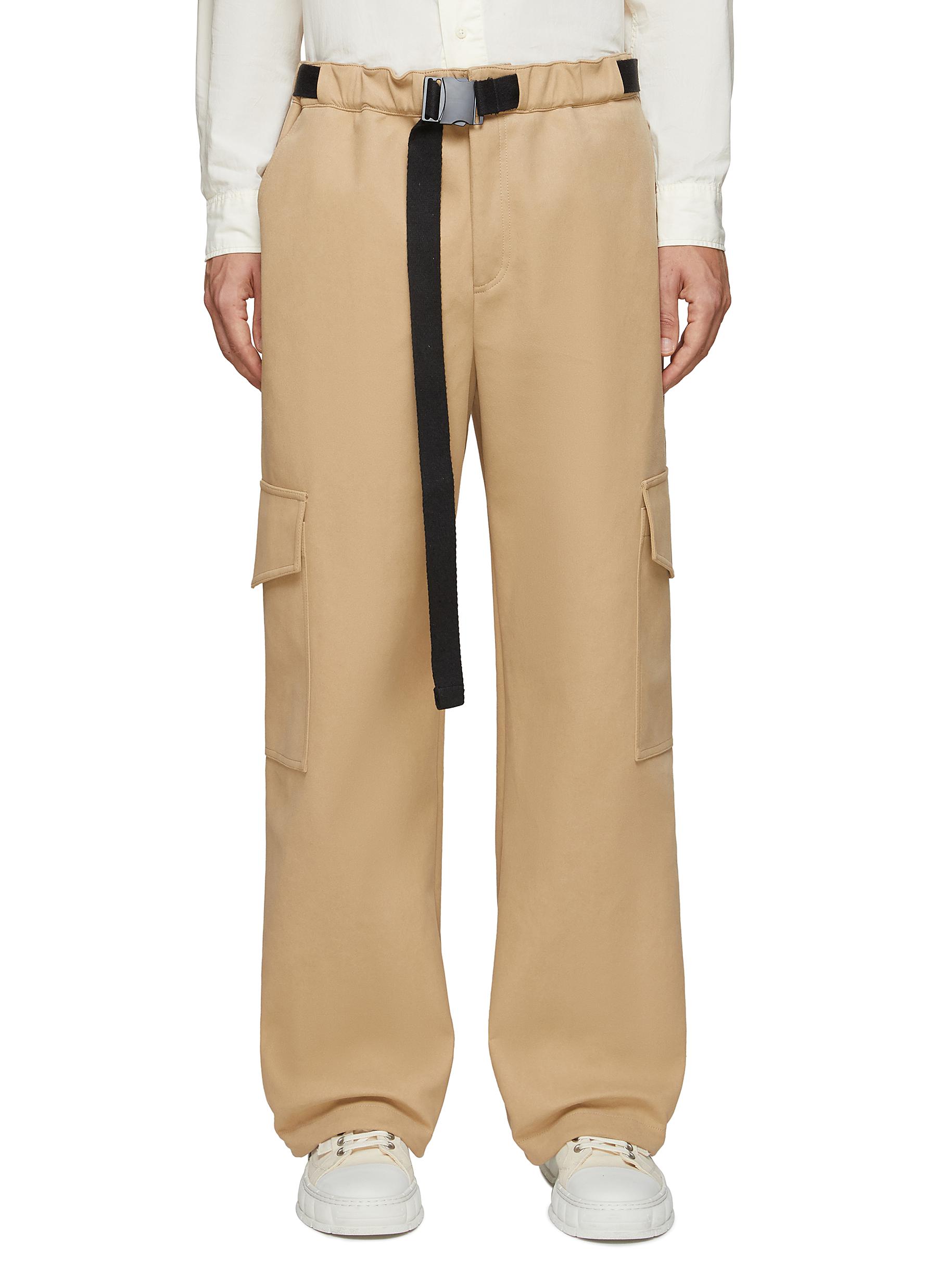 Angel Chen Belted Suede Microfiber Cargo Pants In Neutral