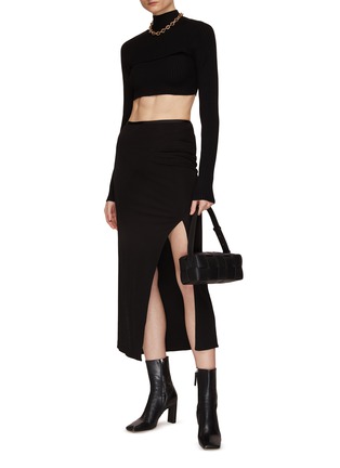 Figure View - Click To Enlarge - AERON - ‘Zero’ Ribbed Sleeveless Mock Neck Cropped Top